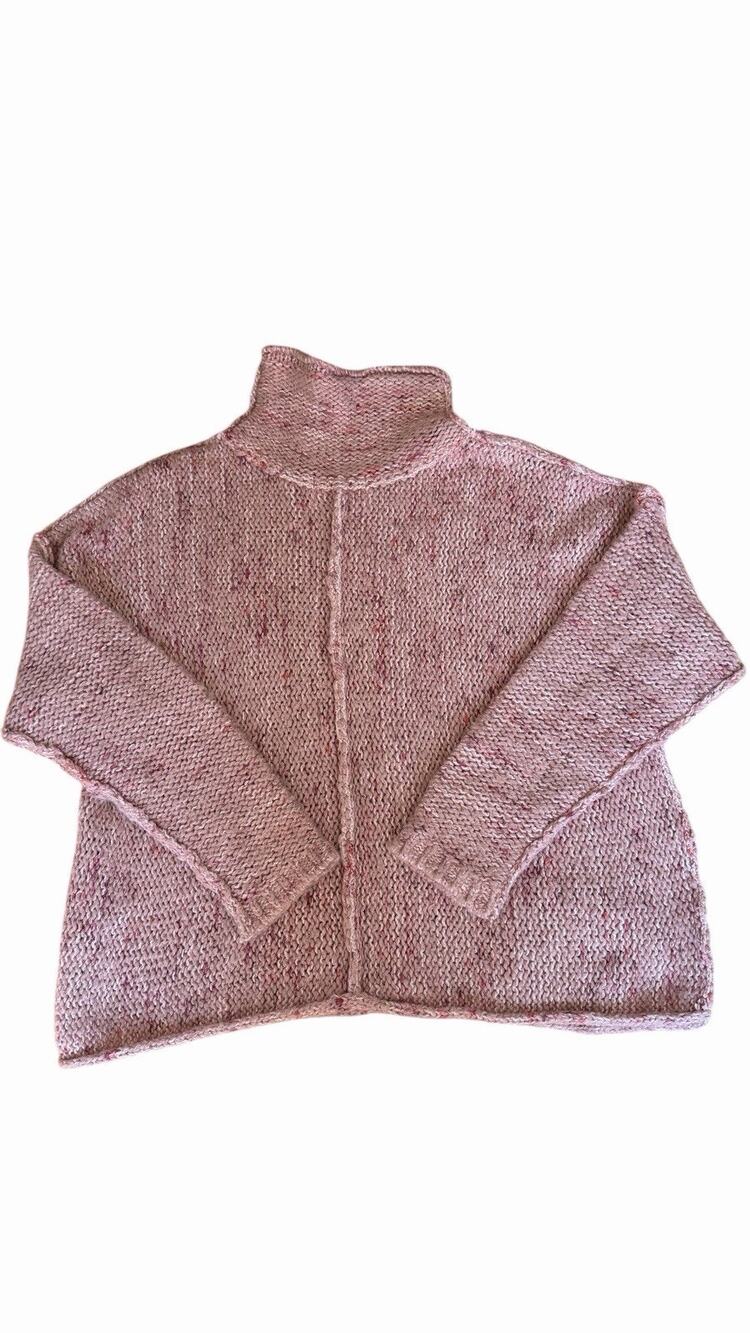 Pilcro Noelle Anthropologie Women’s Marled Pink Chunky Knit Turtleneck Sweater L